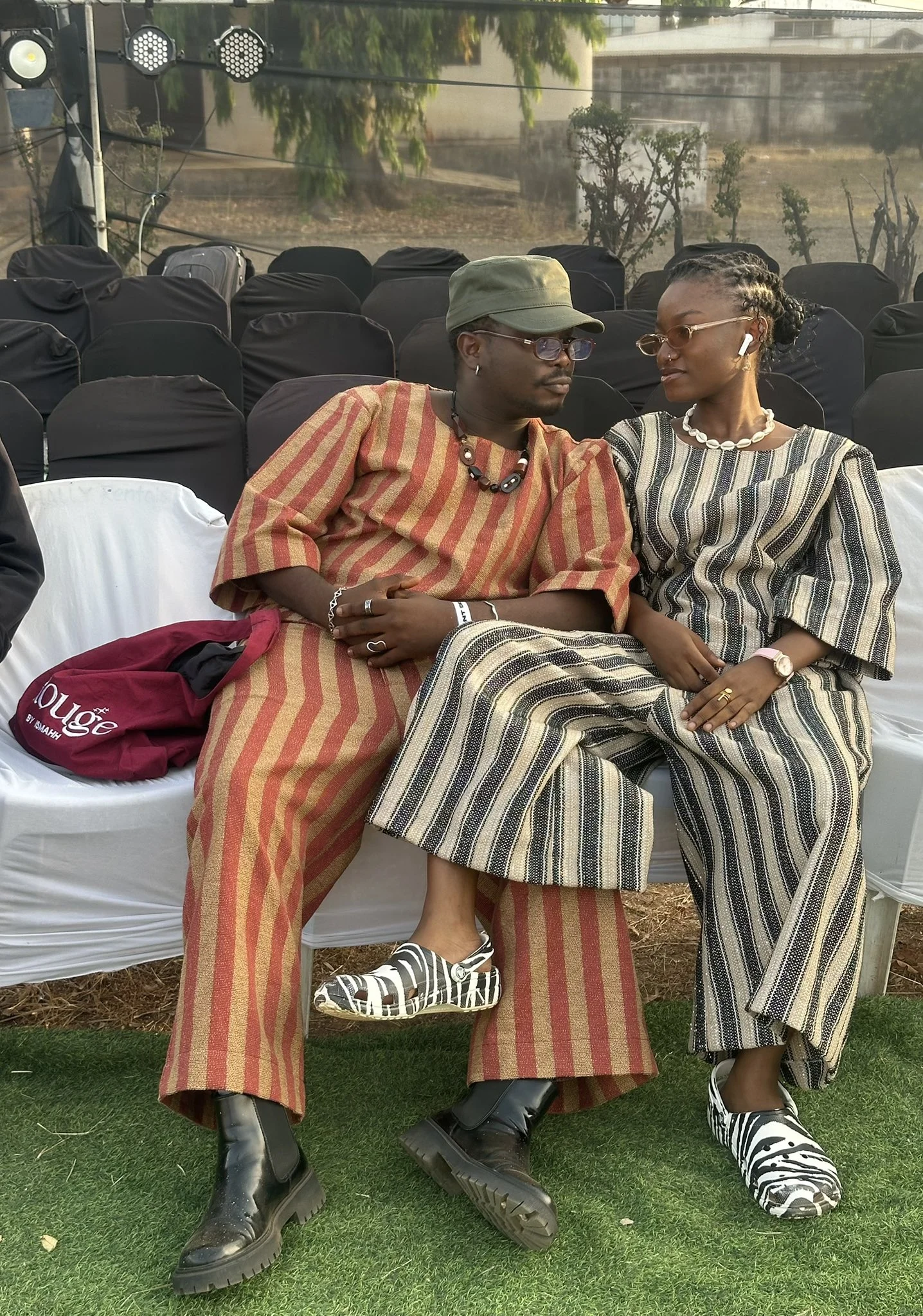 Stylish couple showcasing modern fashion